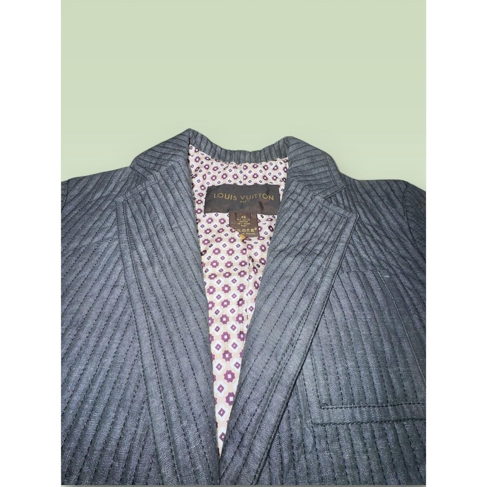 Louis Vuitton Paris Womens Gray Pinstripe Quilted Blazer Jacket Size‎ 42 - Picture 4 of 8